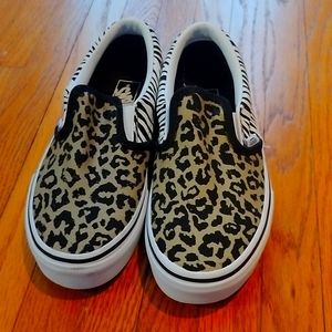 Kids Cheetah print/zebra print Vans!